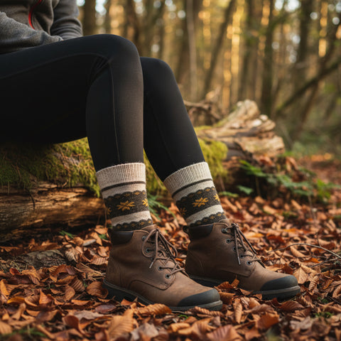 Alpaka Yünlü Çizgili Termal Kışlık Çorap 3097