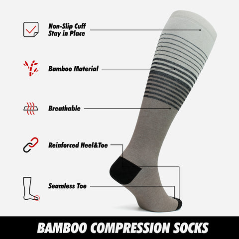 Bambu Dikişsiz Diz Boyu 15-20 mm Hg Basınçlı Kompresyon Çorap 3590