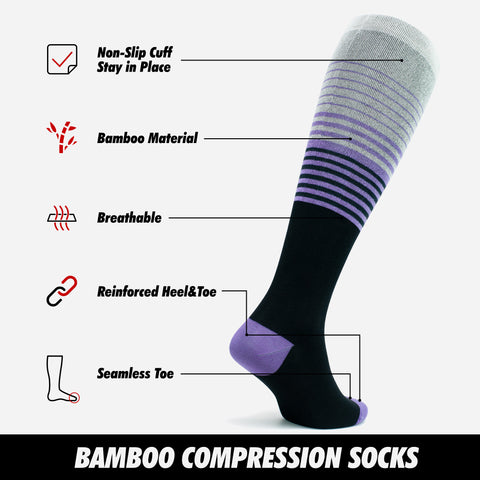 Bambu Dikişsiz Diz Boyu 15-20 mm Hg Basınçlı Kompresyon Çorap 3590