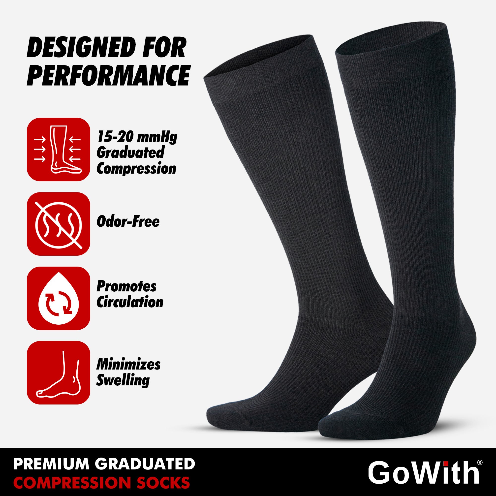 Yünlü Dikişsiz Diz Boyu 15-20 mm Hg Basınçlı Kompresyon Çorap 3589