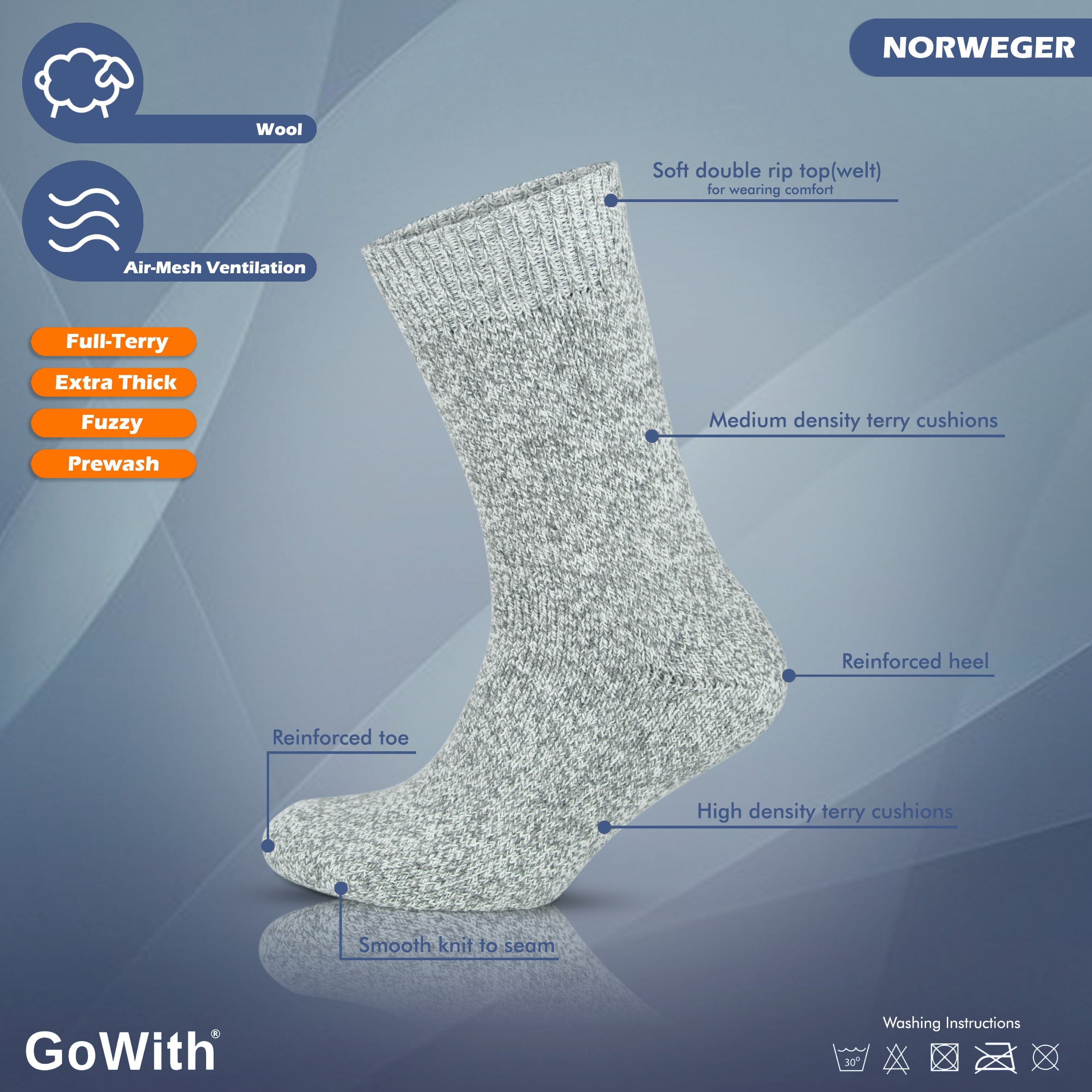 Yünlü Tam Havlulu Termal Erkek Çorabı 6038-6042